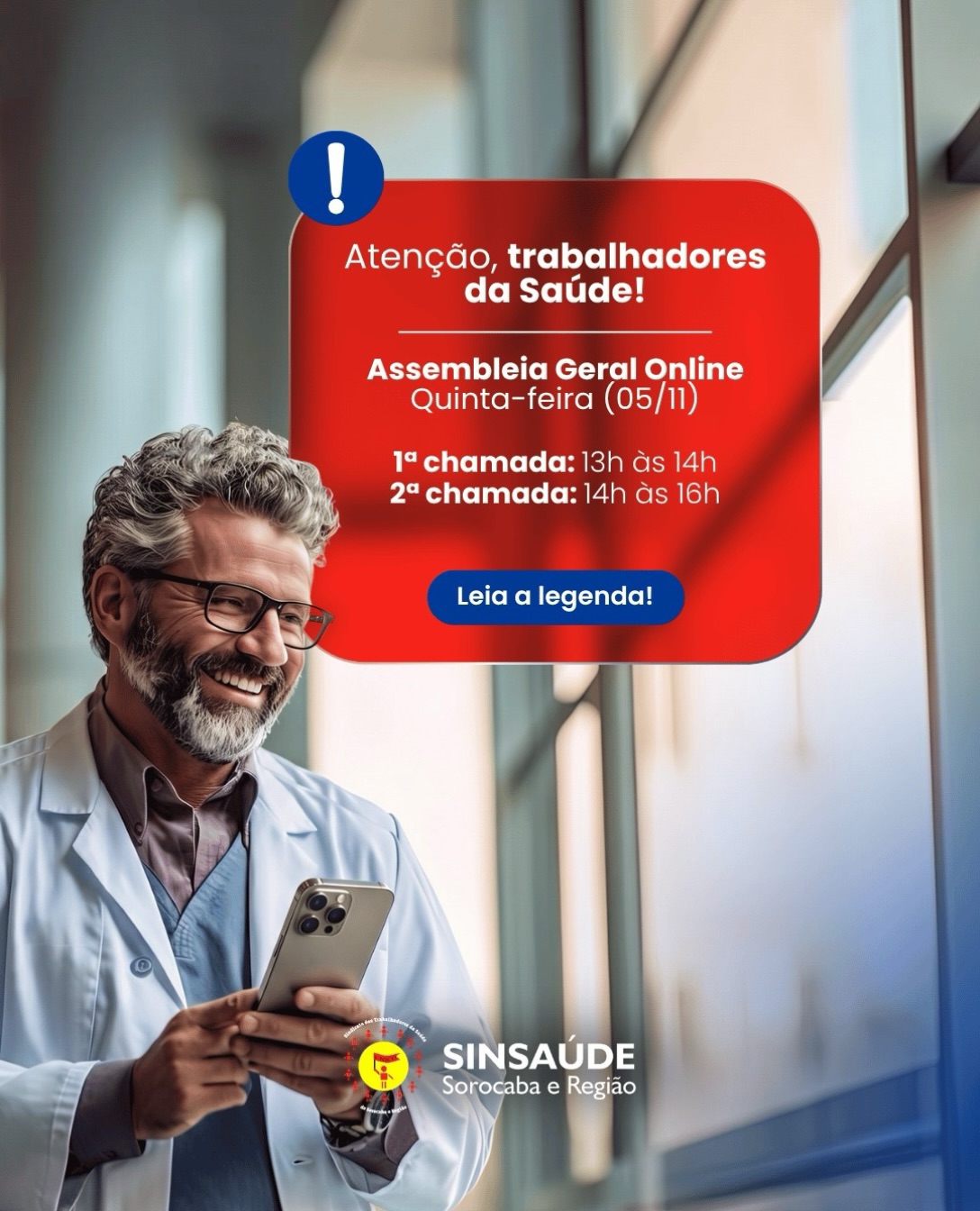 📢 Atenção, trabalhadores da saúde! Sua participação é fundamental! O Sinsaúde Sorocaba e Região convoca os trabalhadore…